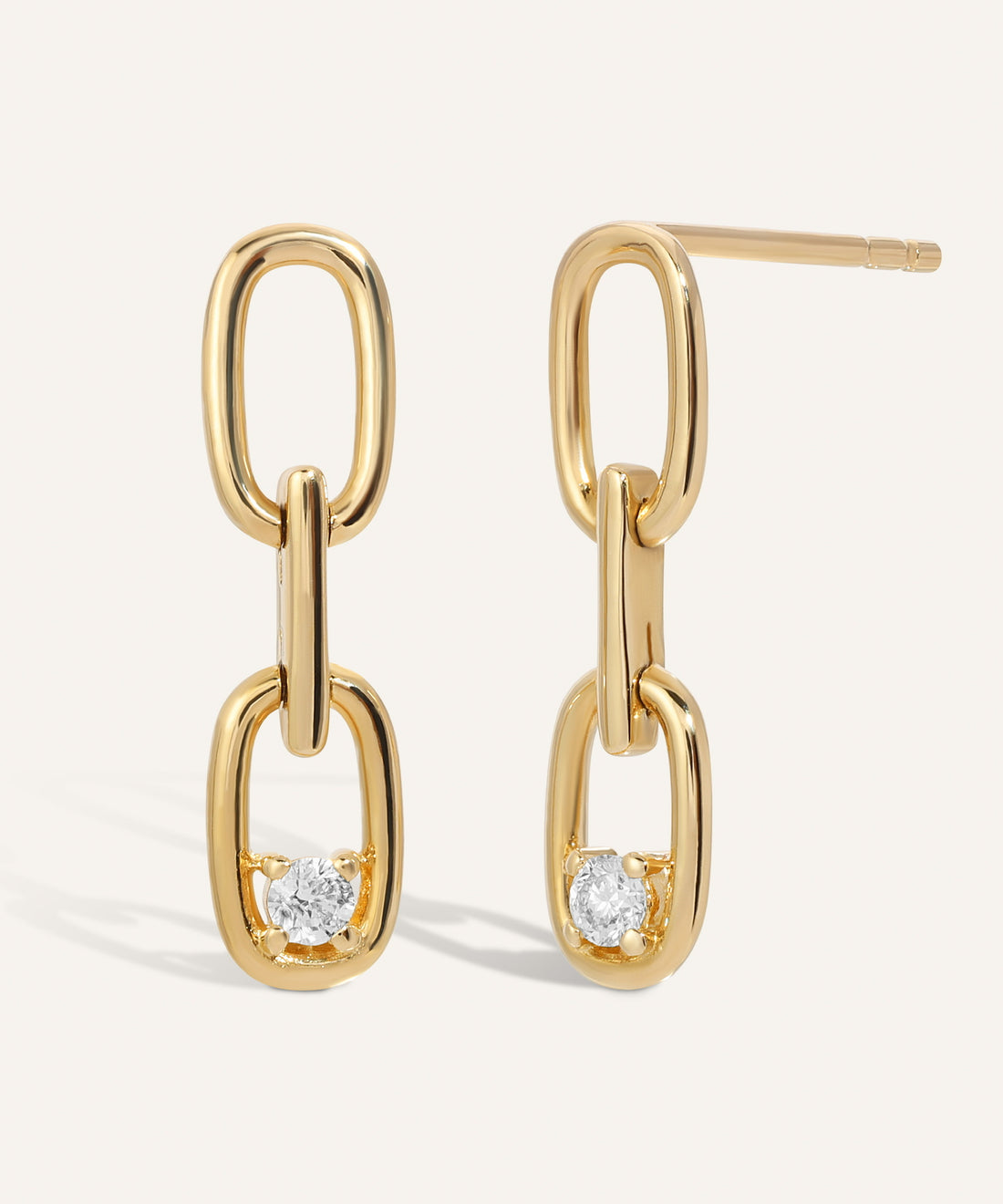 0.10 TCW Round Cut Moissanite Lined Up Drop Earrings in Gold 1