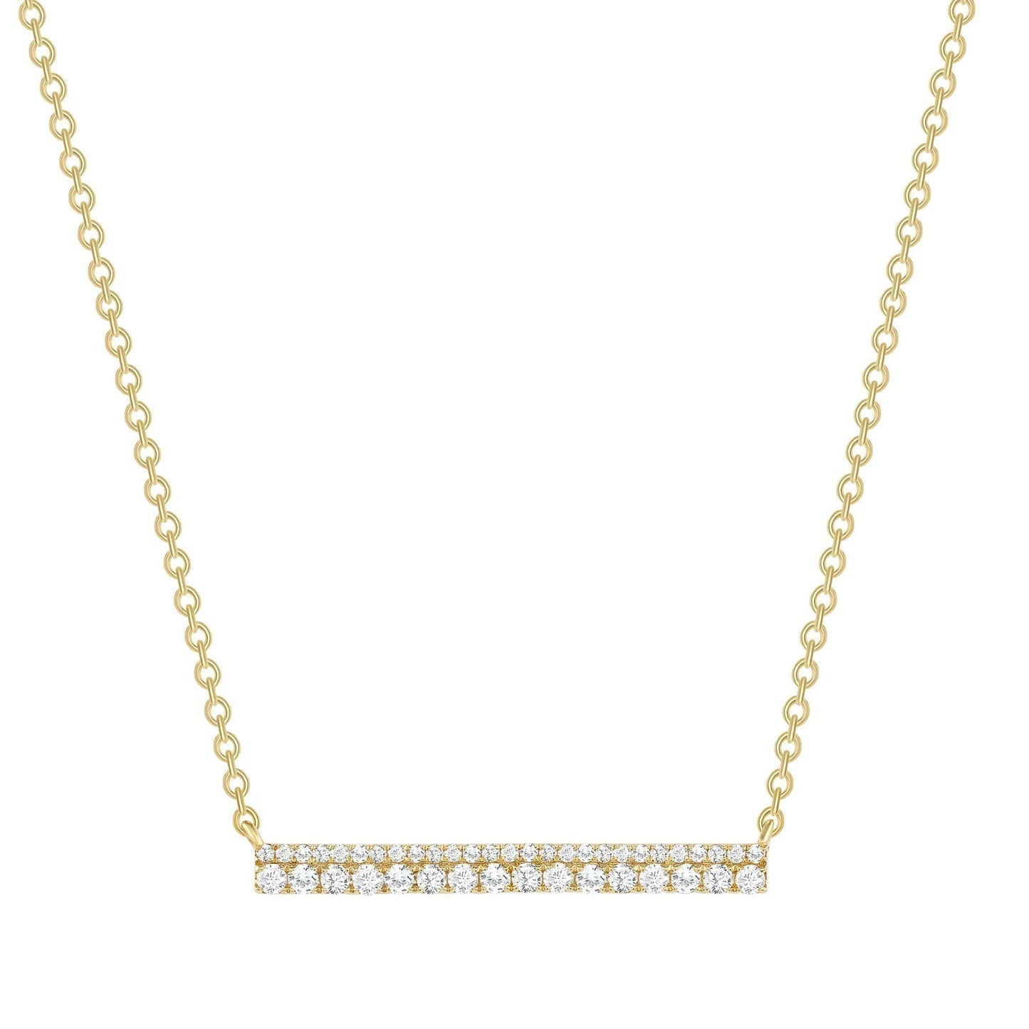 2.0 CT Round Moissanite Diamond Bar Pendant Necklace in Solid Gold 1