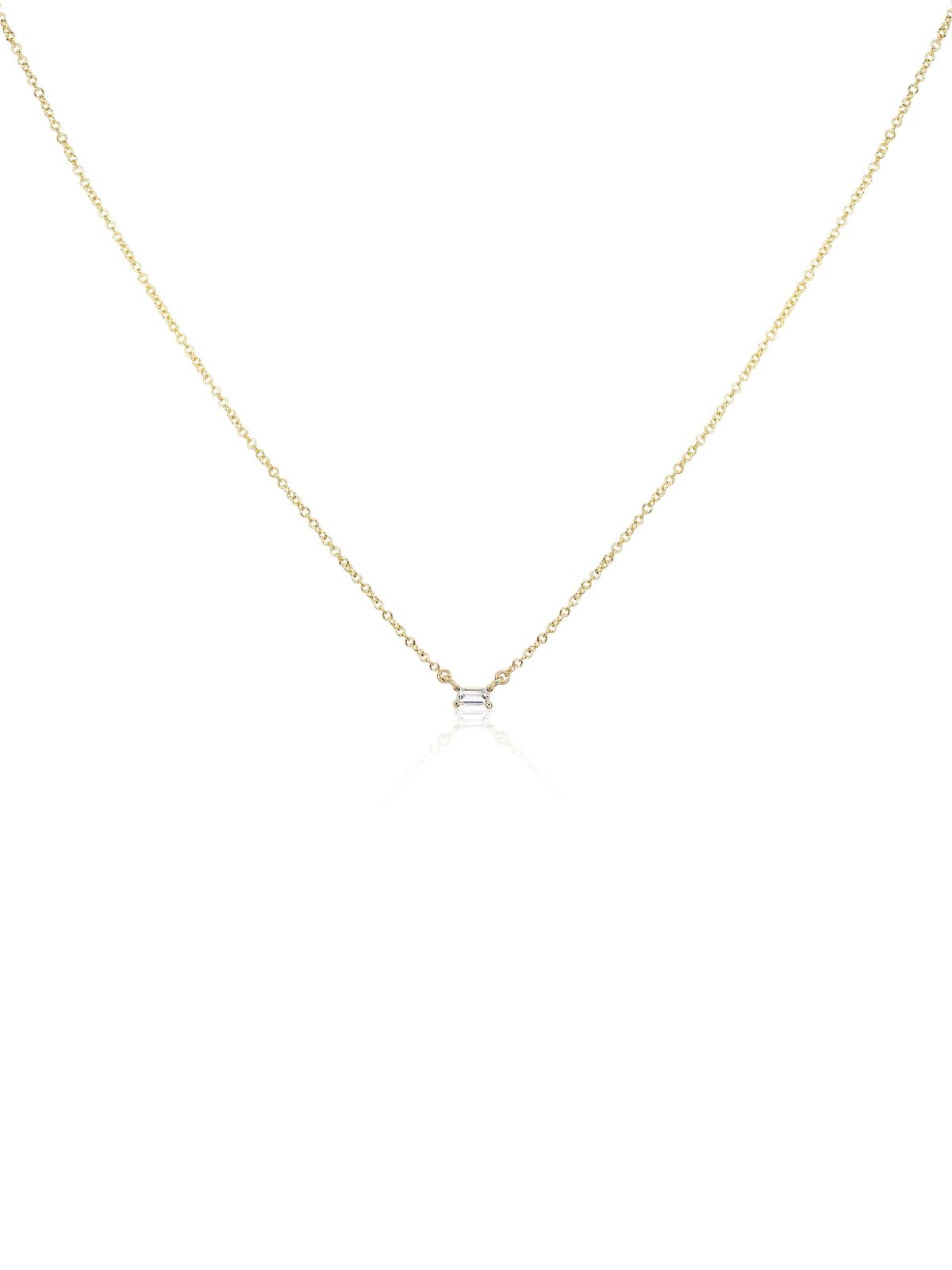 0.30 CT Baguette Moissanite Diamond Solitaire Pendant Necklace in Solid Gold 1