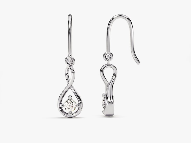 0.30 TCW Round Cut Moissanite Drop Earrings in Gold 2