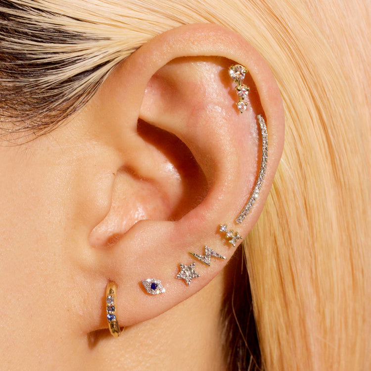 0.40 TCW Round Cut Moissanite Climber Earrings in Gold 2