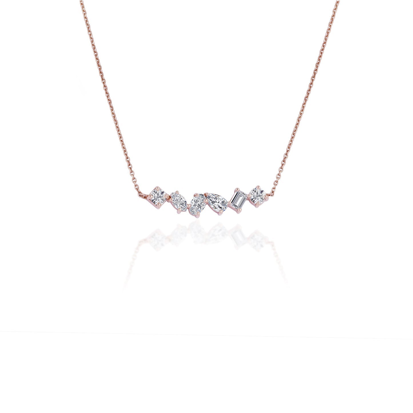 1.50 TCW Round, Emerald, Pear, Cushion & Oval Moissanite Diamond Multi Stone Necklace in Solid Gold 1