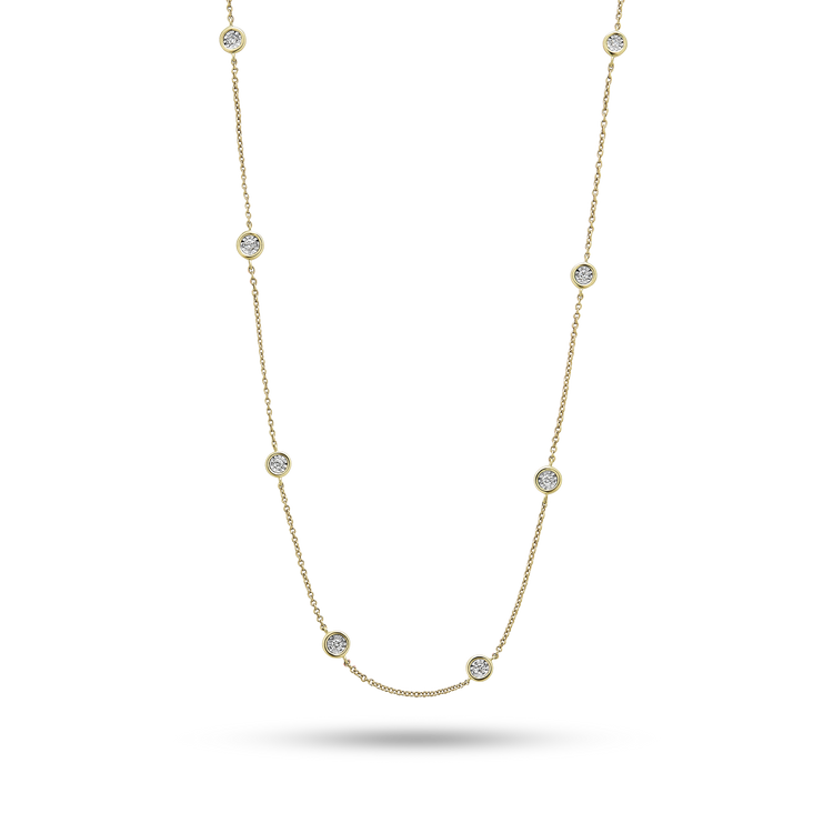 0.50 TCW Round Moissanite Diamond Bezel Necklace in Solid Gold 1