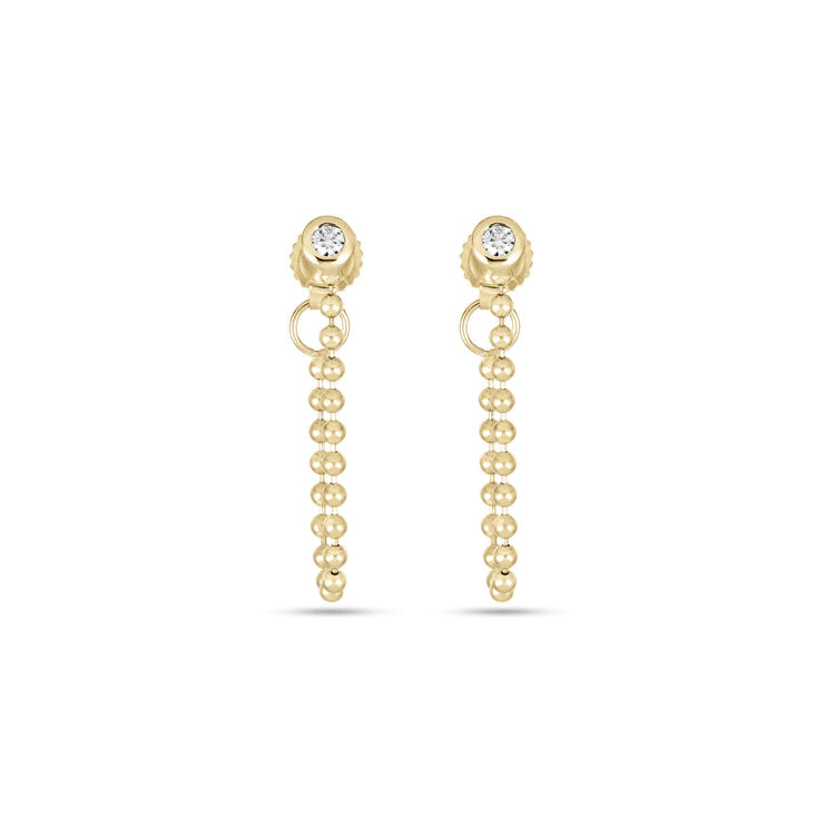 0.10 TCW Round Cut Moissanite Thread Earrings in Gold 2