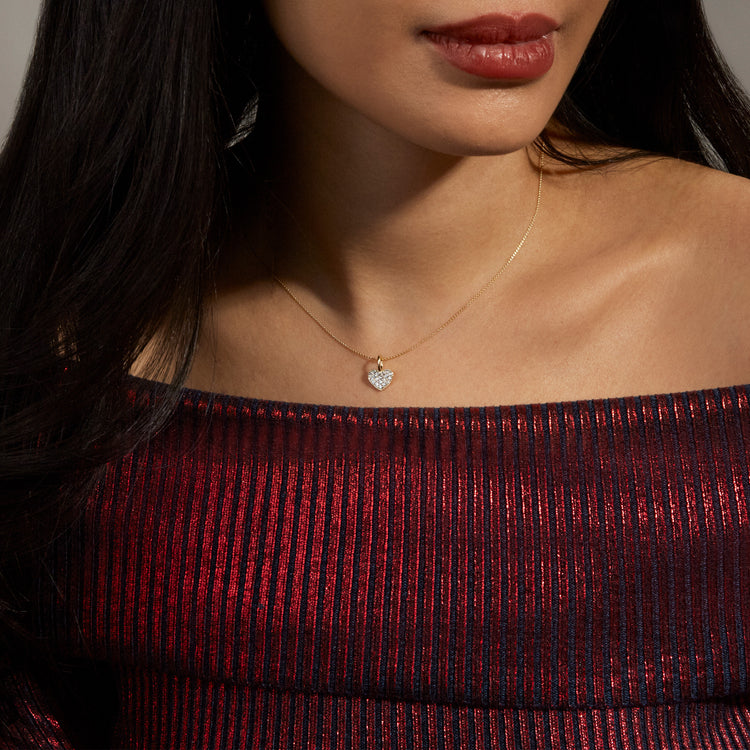 0.30 CT Round Moissanite Diamond Heart Pendant Necklace in Solid Gold 1