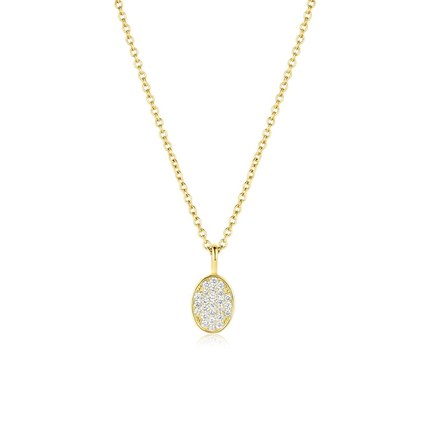 0.20 CT Round Moissanite Diamond Oval Pendant Necklace in Solid Gold 1