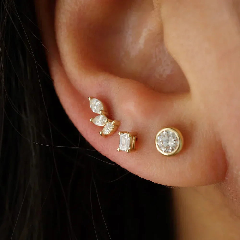 Classic 0.20 TCW Round Cut Moissanite Bezel Stud Earrings in Gold 2