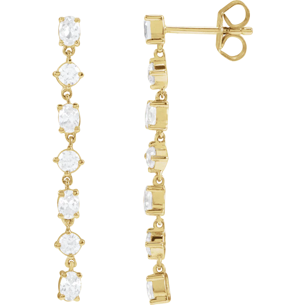 0.50 TCW Round & Oval Cut Moissanite Drop Earrings in Gold 2