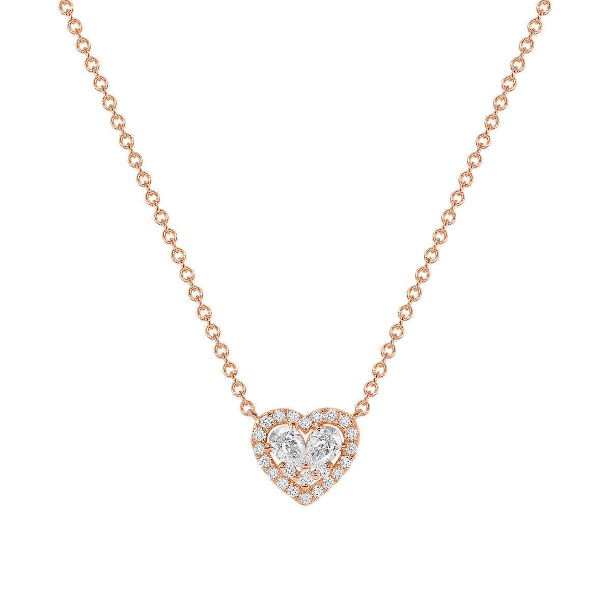 2.0 CT Round & Pear Moissanite Diamond Heart Pendant Necklace in Solid Gold 1