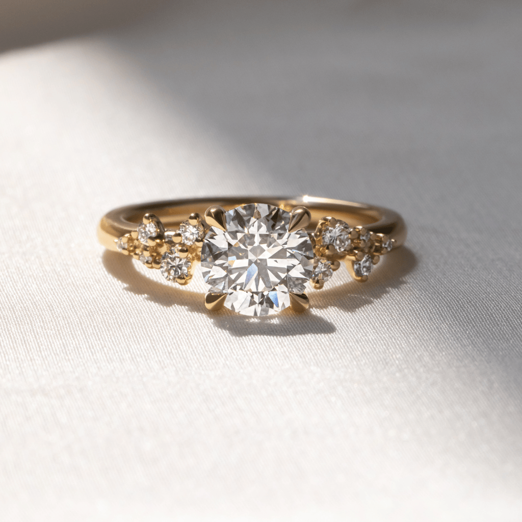 Marquise Shaped Three Stone Lab Grown Diamond Engagement Ring
