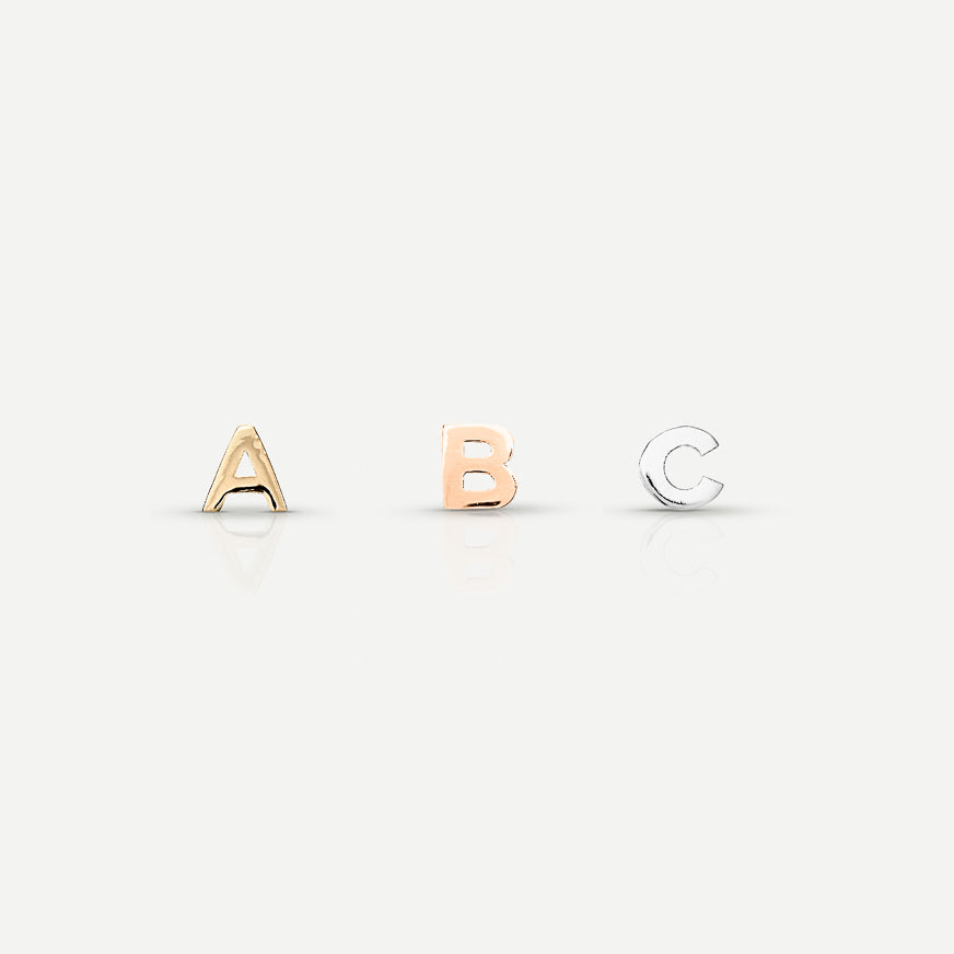 Micro Letter Earrings in Gold 1