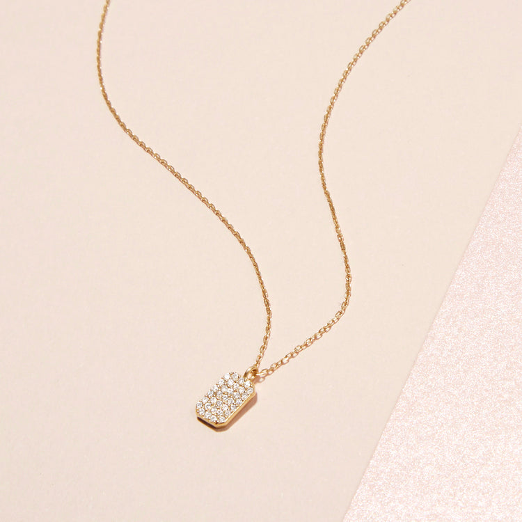 0.20 CT Round Moissanite Diamond Tagged Pendant Necklace in Solid Gold 1