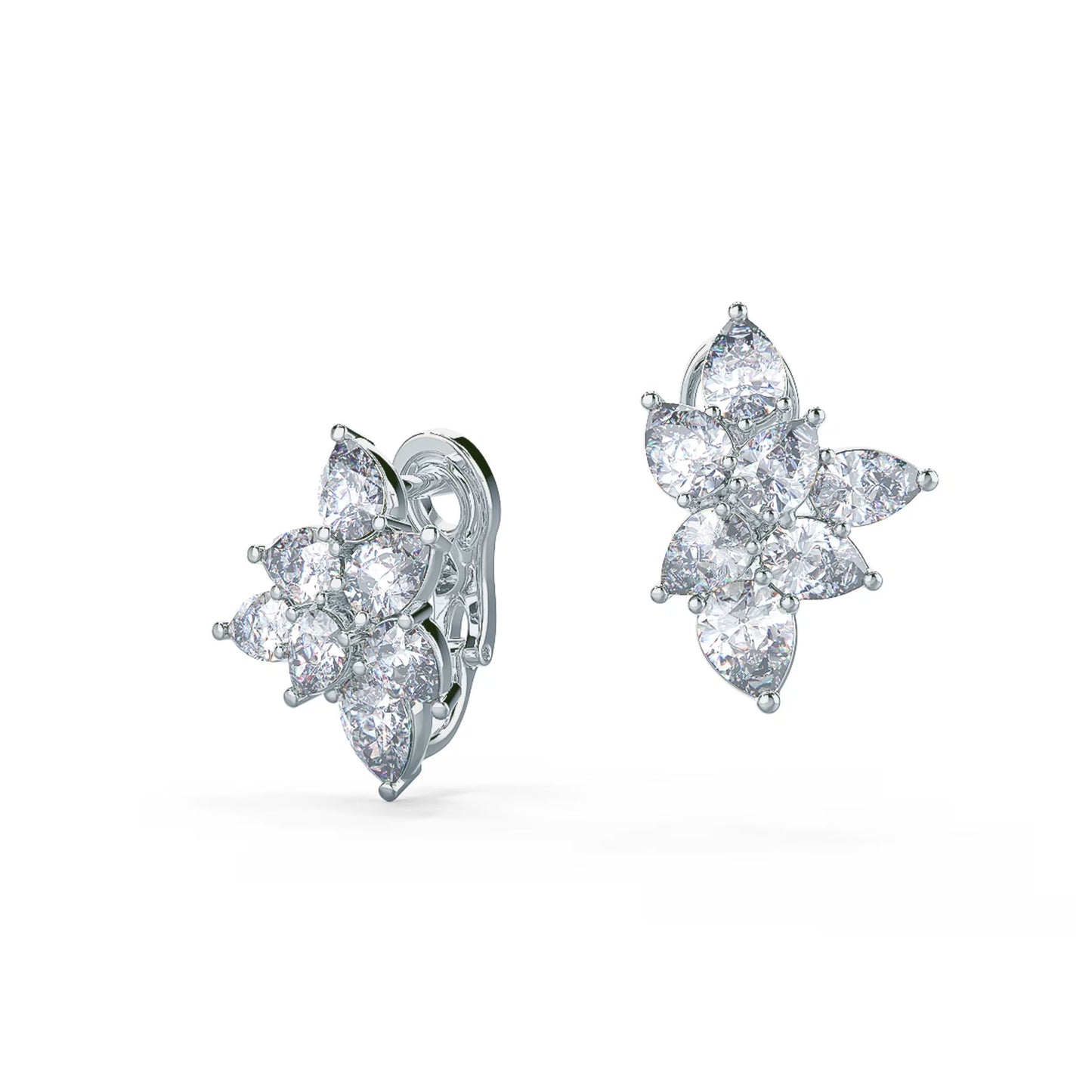 0.50 TCW Pear Moissanite Cluster Stud Earrings in Gold 2