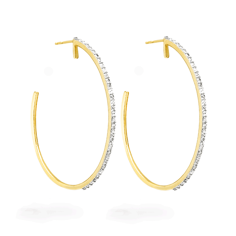 2.0 TCW Round Cut Moissanite Large Hoops Earrings in Gold 1