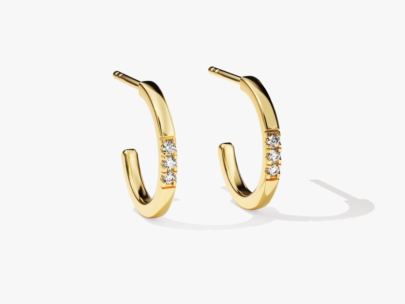0.20 TCW Round Cut Moissanite Hoops Earrings in Gold 1