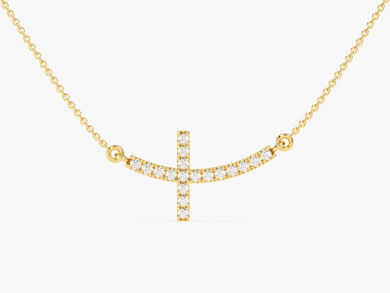 0.40 TCW Round Moissanite Diamond Cross Pendant Necklace in Solid Gold 1