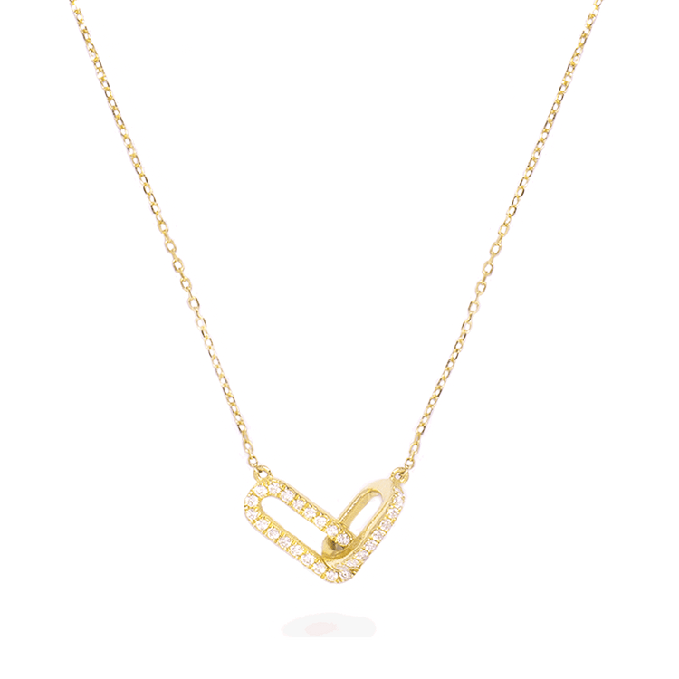 0.30 CT Round Moissanite Diamond Linked Up Pendant Necklace in Solid Gold 2