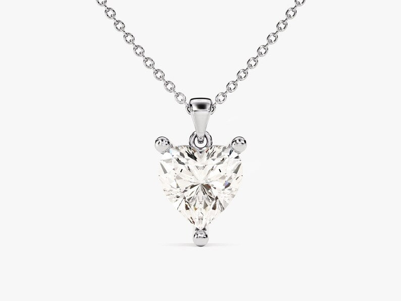 1.0 CT Heart Moissanite Diamond Solitaire Pendant Necklace in Solid Gold 2