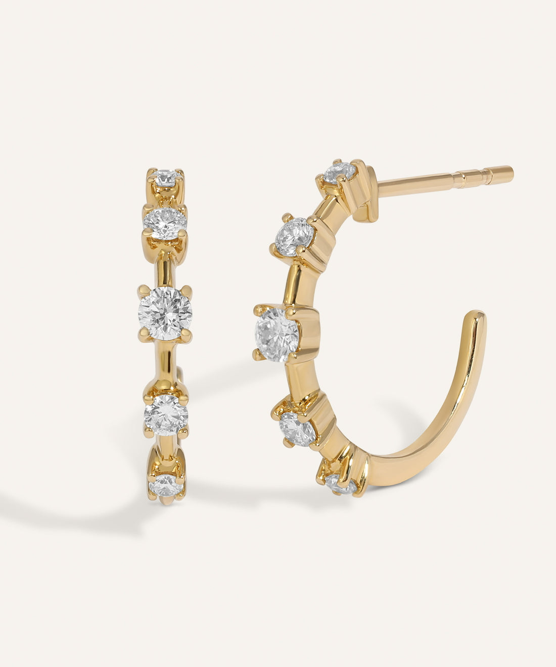 Classic 0.30 TCW Round Cut Moissanite Dainty Huggies Earrings in Gold 1