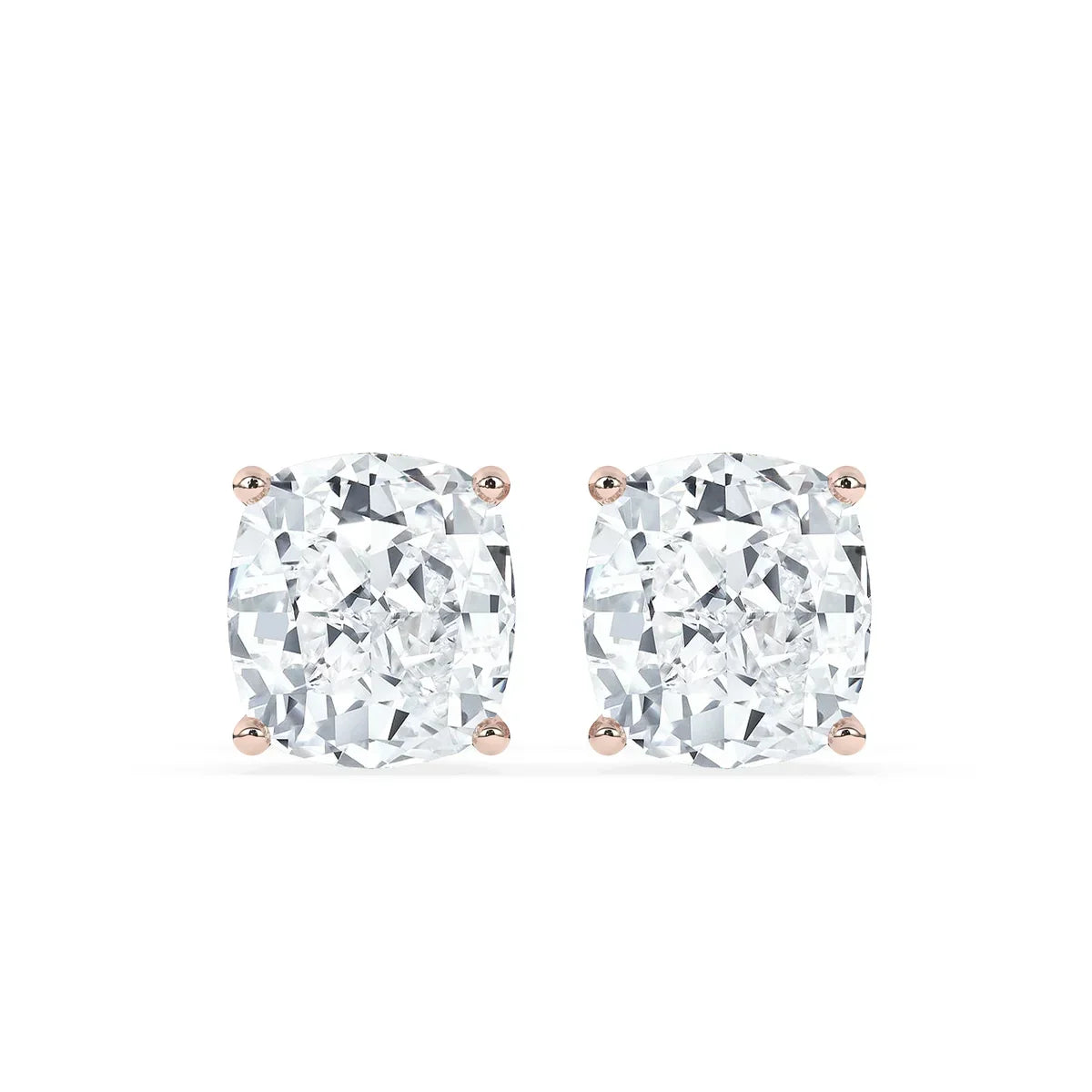 2.0 TCW Cushion Cut Moissanite Hidden Halo Stud Earrings in Gold 1