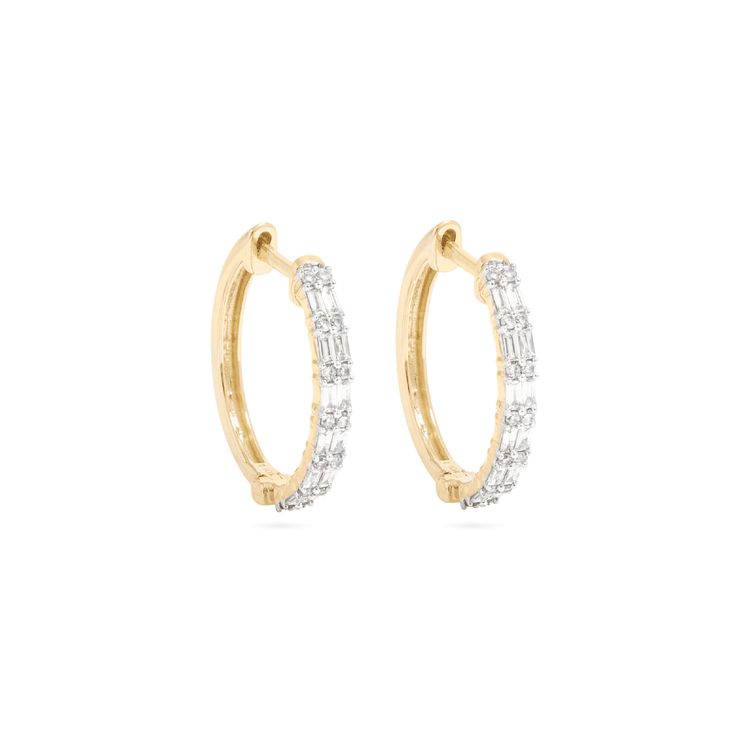 Stunning 1.0 TCW Baguette Cut Moissanite Huggies Earrings in Gold 1