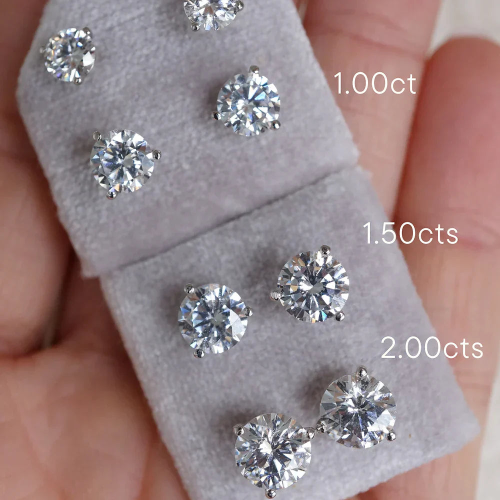Stunning 0.30 TCW Round Cut Moissanite Stud Earrings in Gold 2