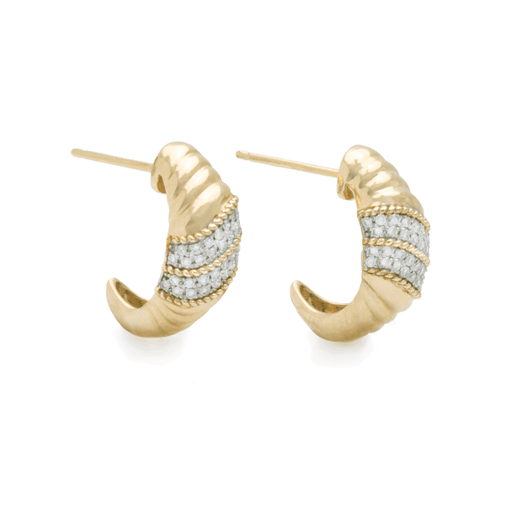 1.0 TCW Round Cut Moissanite Le Grande Cupola Huggies Earrings in Gold 1