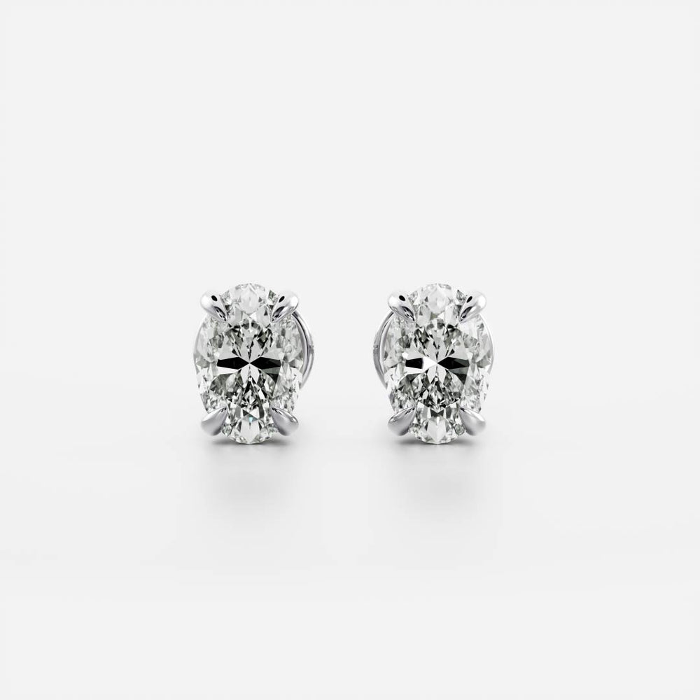 0.50 TCW Oval Cut Moissanite Stud Earrings in Gold 2