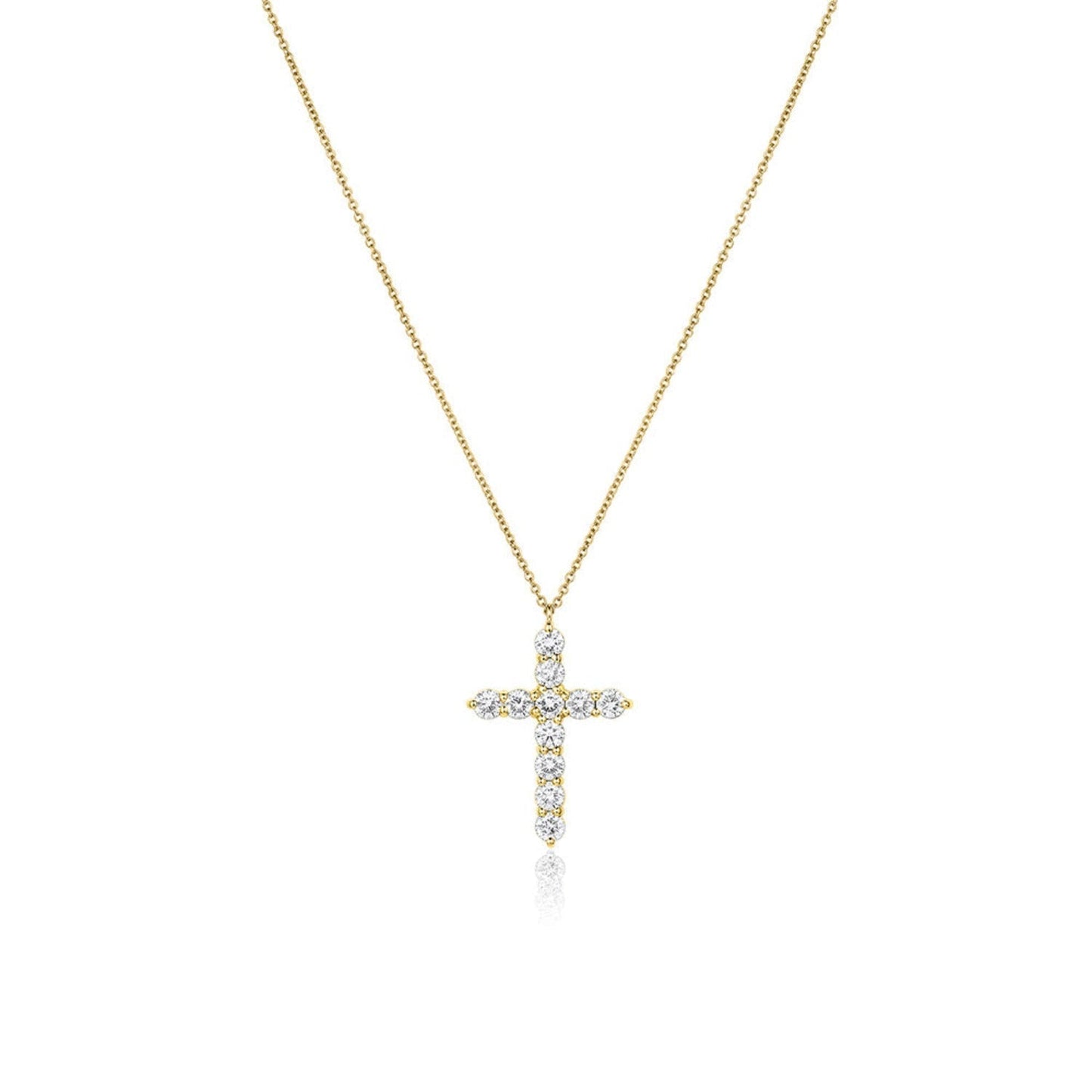 1.87 CT Round Moissanite Diamond Cross Pendant Necklace in Solid Gold 1