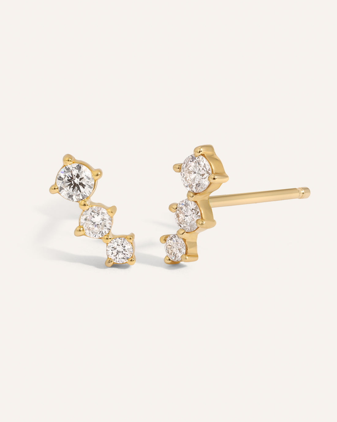 Stunning 0.30 TCW Round Cut Moissanite Bar Stud Earrings in Gold 1
