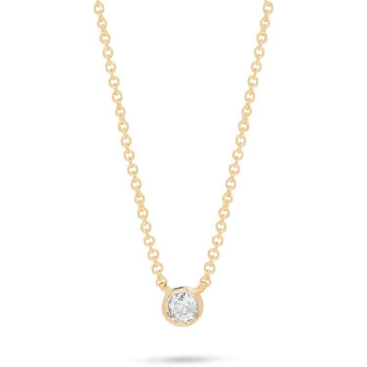 0.30 CT Round Moissanite Diamond Bezel Solitaire Pendant Necklace in Solid Gold 1