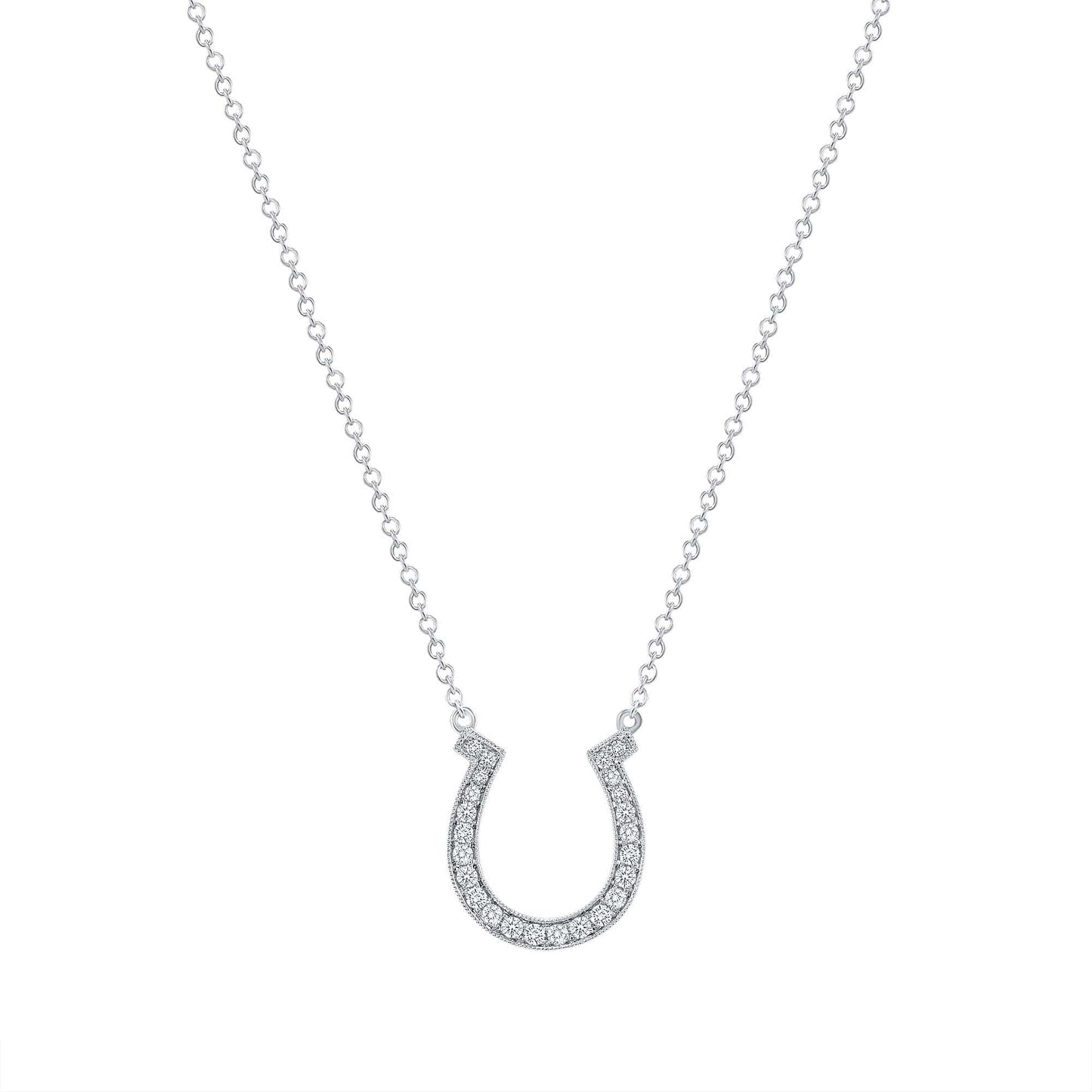 0.40 TCW Round Moissanite Diamond Horseshoe Pendant Necklace in Solid Gold 1