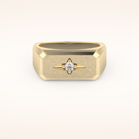 0.06 CT Round Moissanite Signet Style Wedding Band in Solid Gold – DEF Color, VVS Clarity