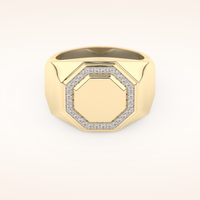 0.18 CT Round Moissanite Signet Style Wedding Band in Solid Gold – DEF Color, VVS Clarity