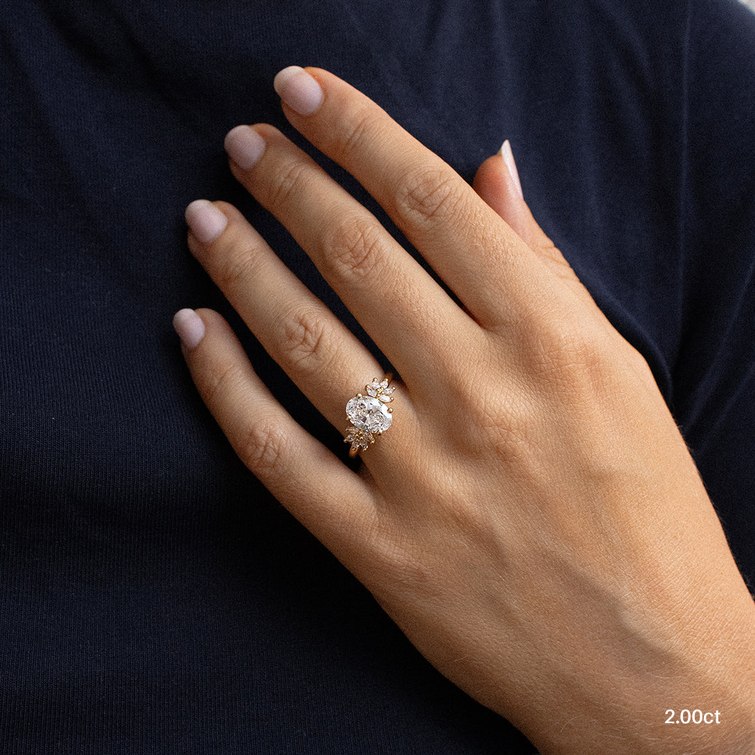 Marquise Shaped Three Stone Lab Grown Diamond Engagement Ring