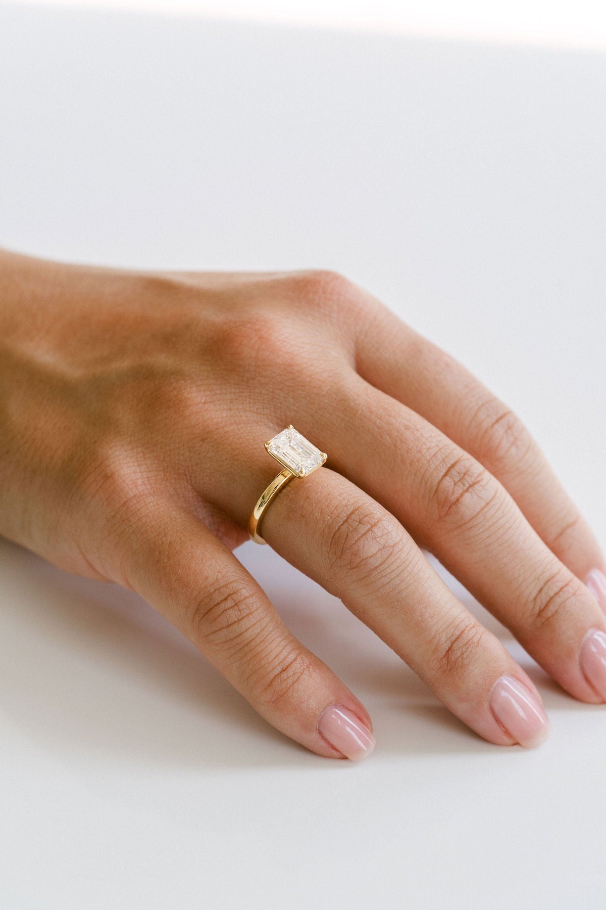 Marquise Shaped Three Stone Lab Grown Diamond Engagement Ring