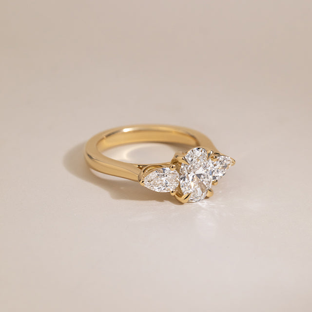 Marquise Shaped Three Stone Lab Grown Diamond Engagement Ring