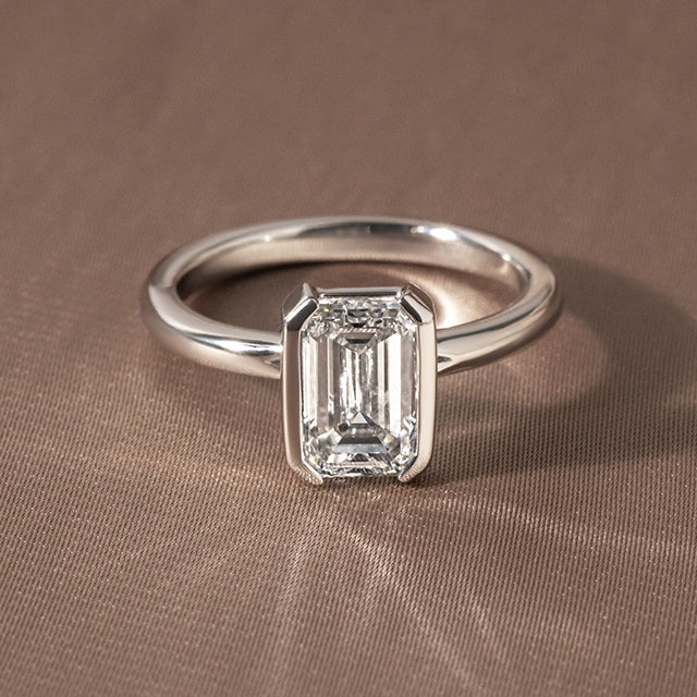 Marquise Shaped Three Stone Lab Grown Diamond Engagement Ring