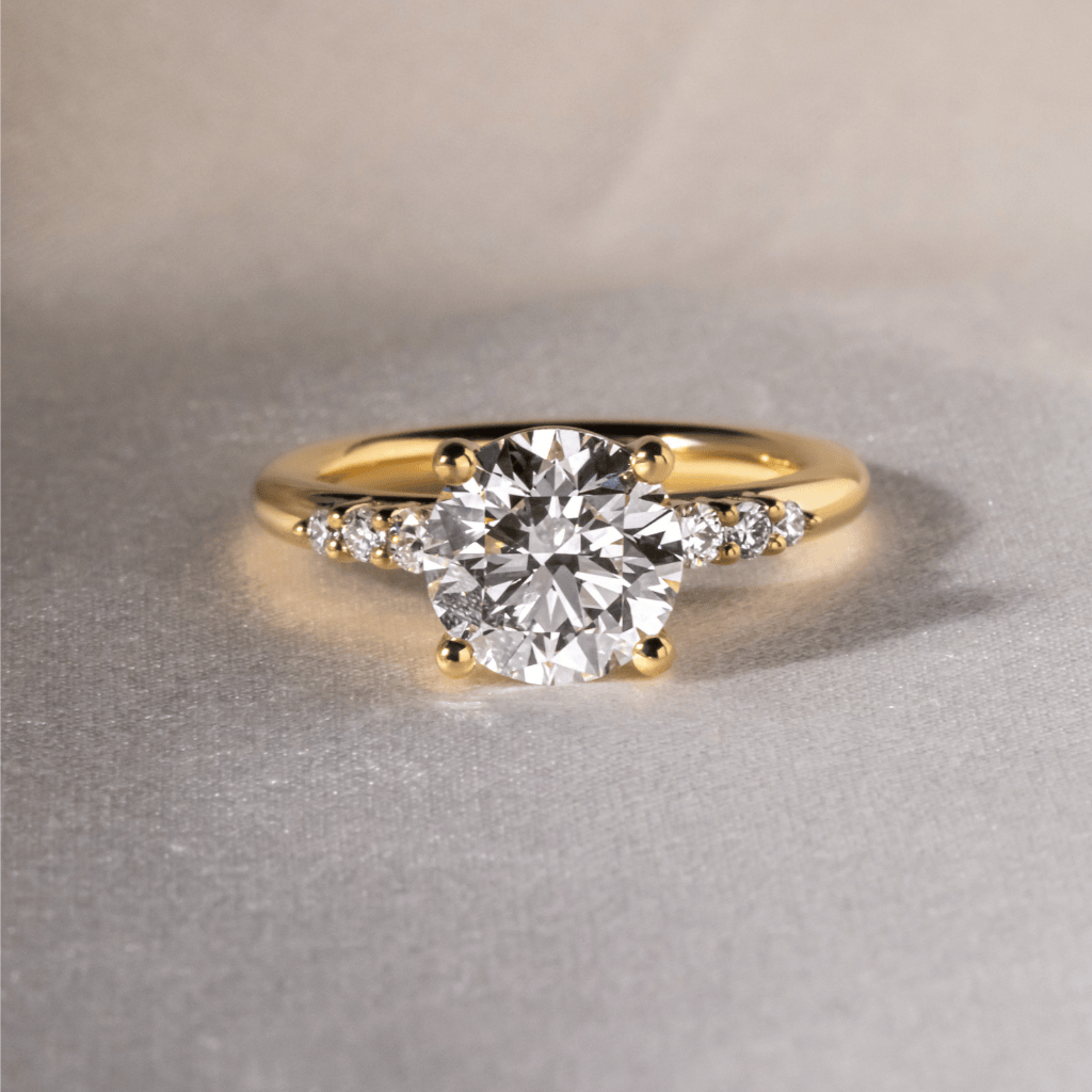 Marquise Shaped Three Stone Lab Grown Diamond Engagement Ring