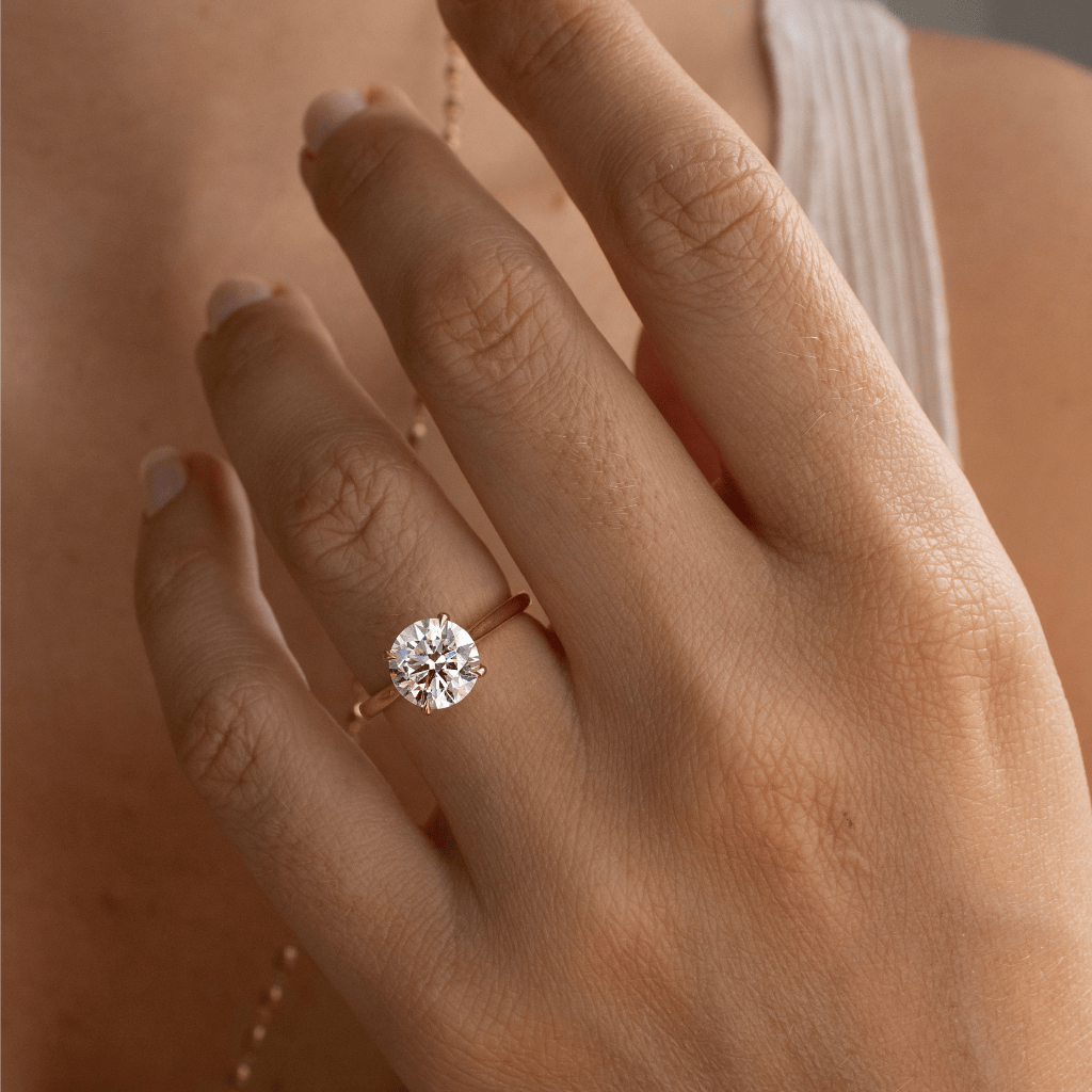 Marquise Shaped Three Stone Lab Grown Diamond Engagement Ring