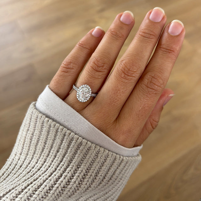 Marquise Shaped Three Stone Lab Grown Diamond Engagement Ring