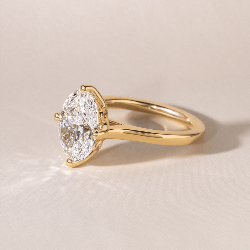 Marquise Shaped Three Stone Lab Grown Diamond Engagement Ring