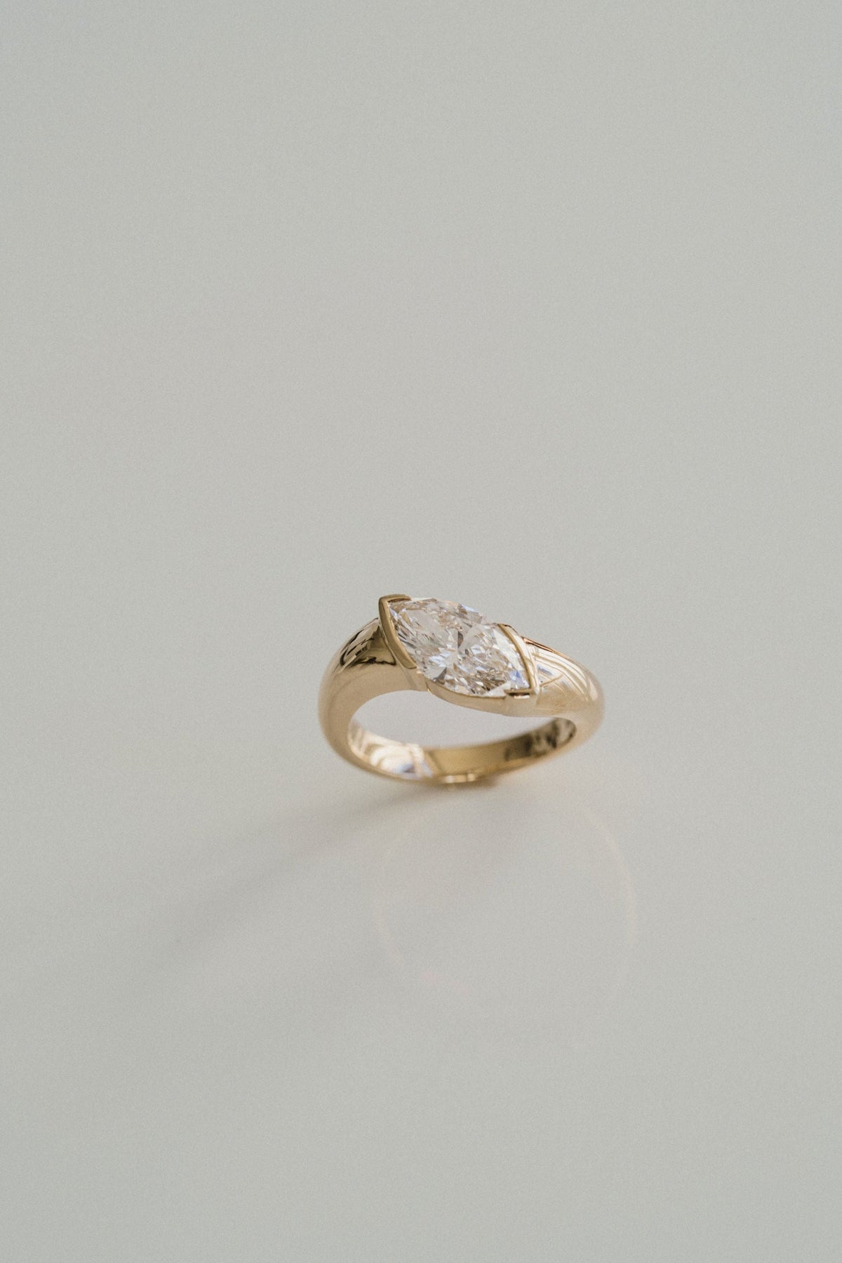 Marquise Shaped Three Stone Lab Grown Diamond Engagement Ring