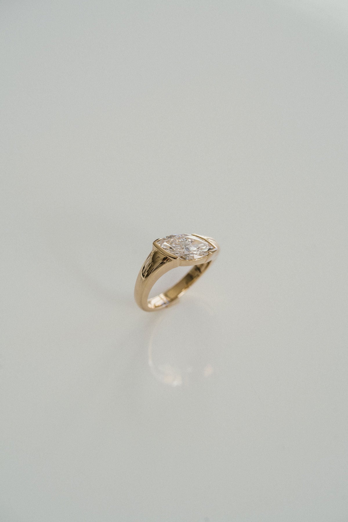 Marquise Shaped Three Stone Lab Grown Diamond Engagement Ring