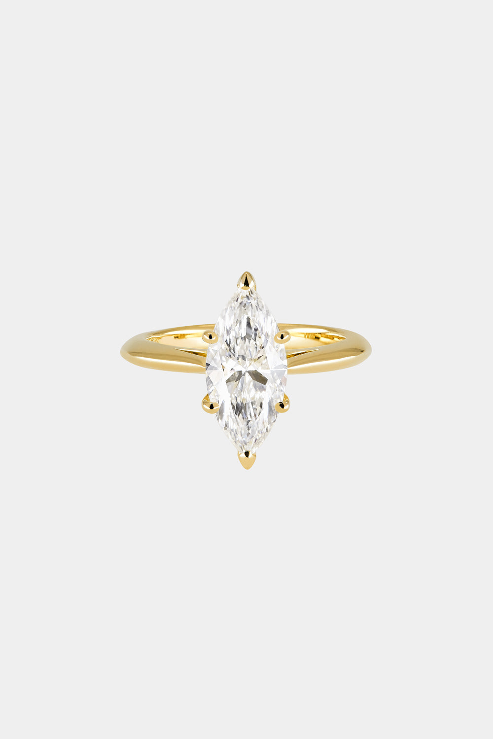 Marquise Shaped Three Stone Lab Grown Diamond Engagement Ring