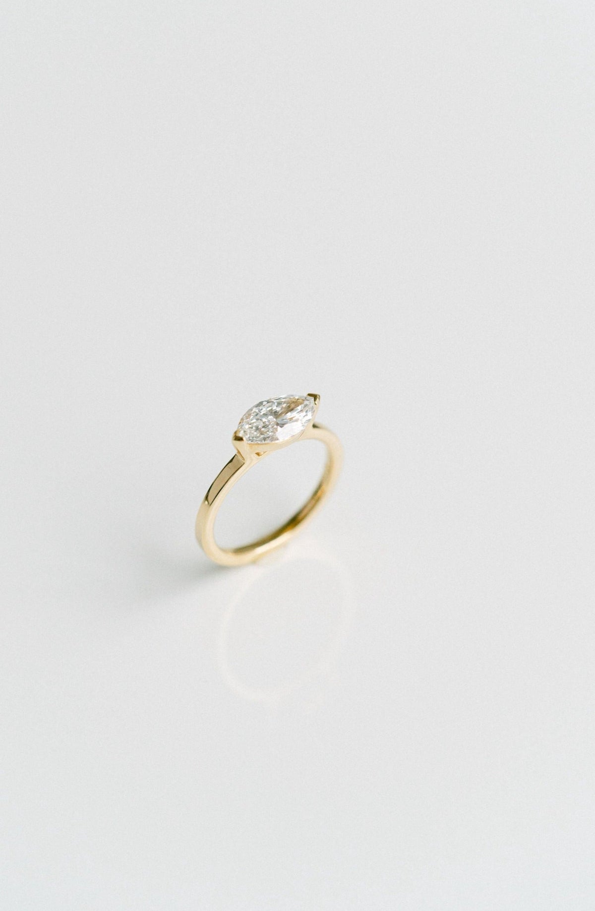 Marquise Shaped Three Stone Lab Grown Diamond Engagement Ring