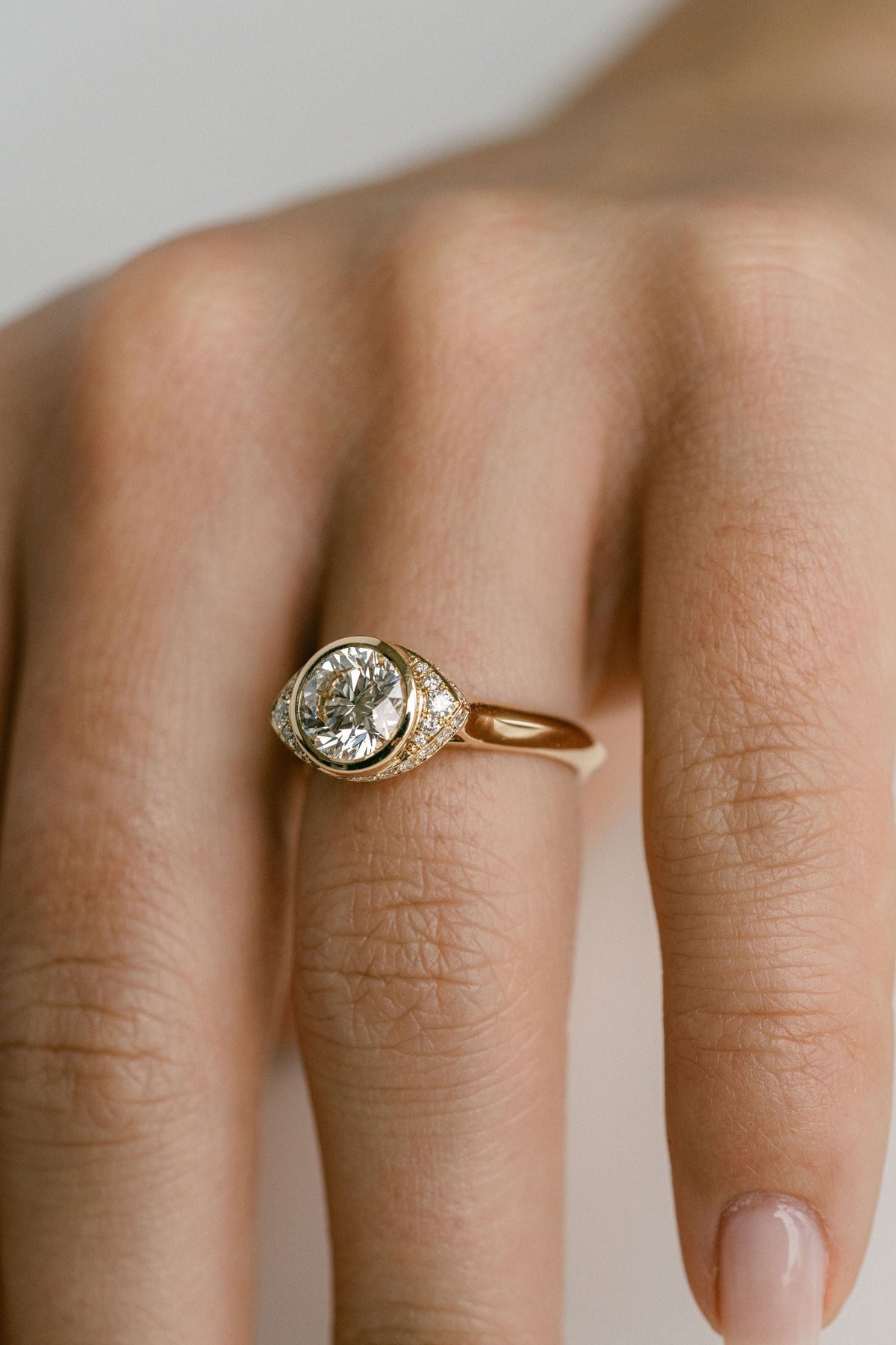 Marquise Shaped Three Stone Lab Grown Diamond Engagement Ring