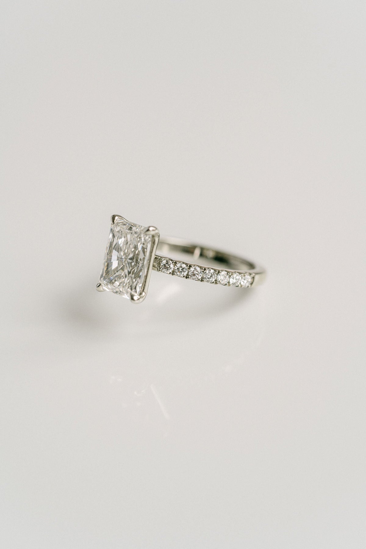 Marquise Shaped Three Stone Lab Grown Diamond Engagement Ring