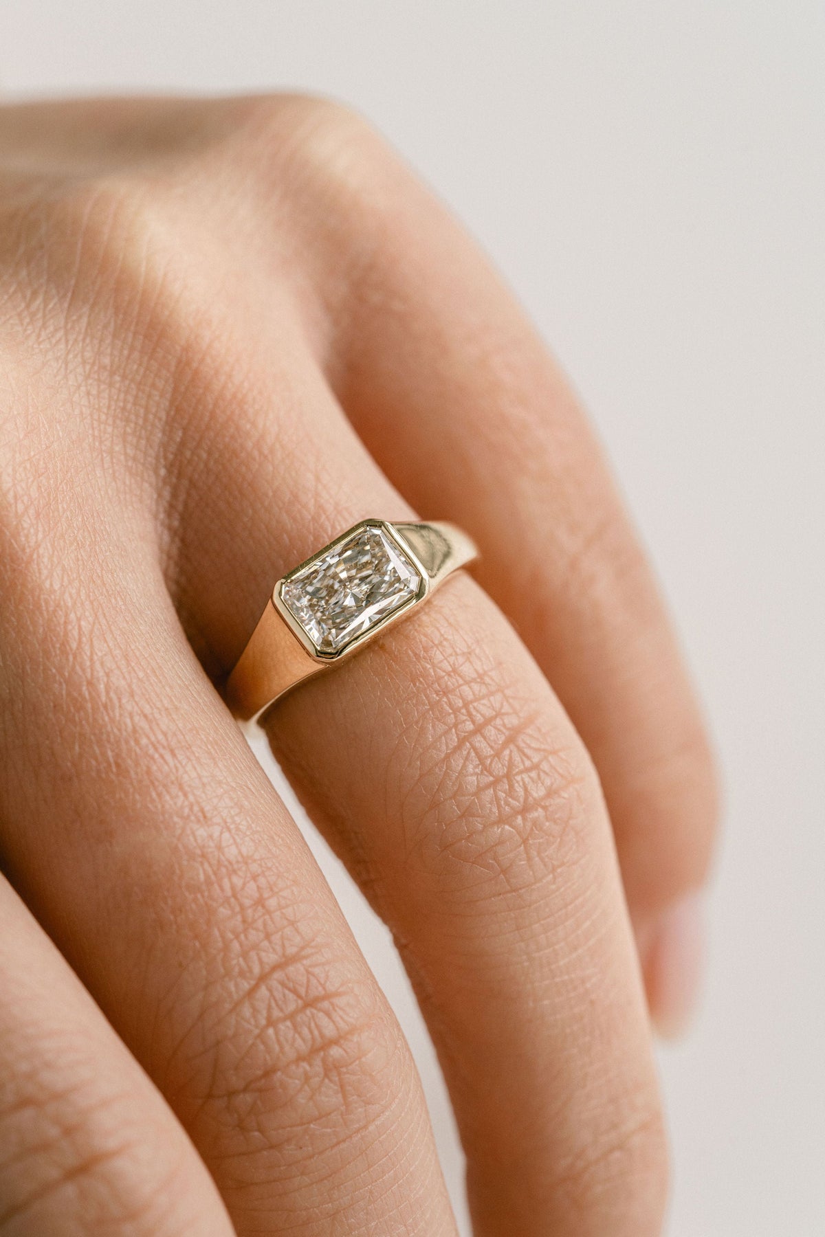 Marquise Shaped Three Stone Lab Grown Diamond Engagement Ring