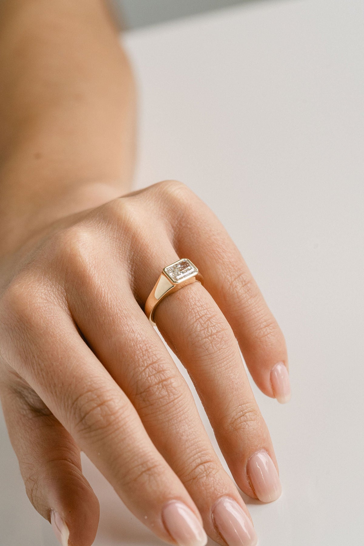 Marquise Shaped Three Stone Lab Grown Diamond Engagement Ring